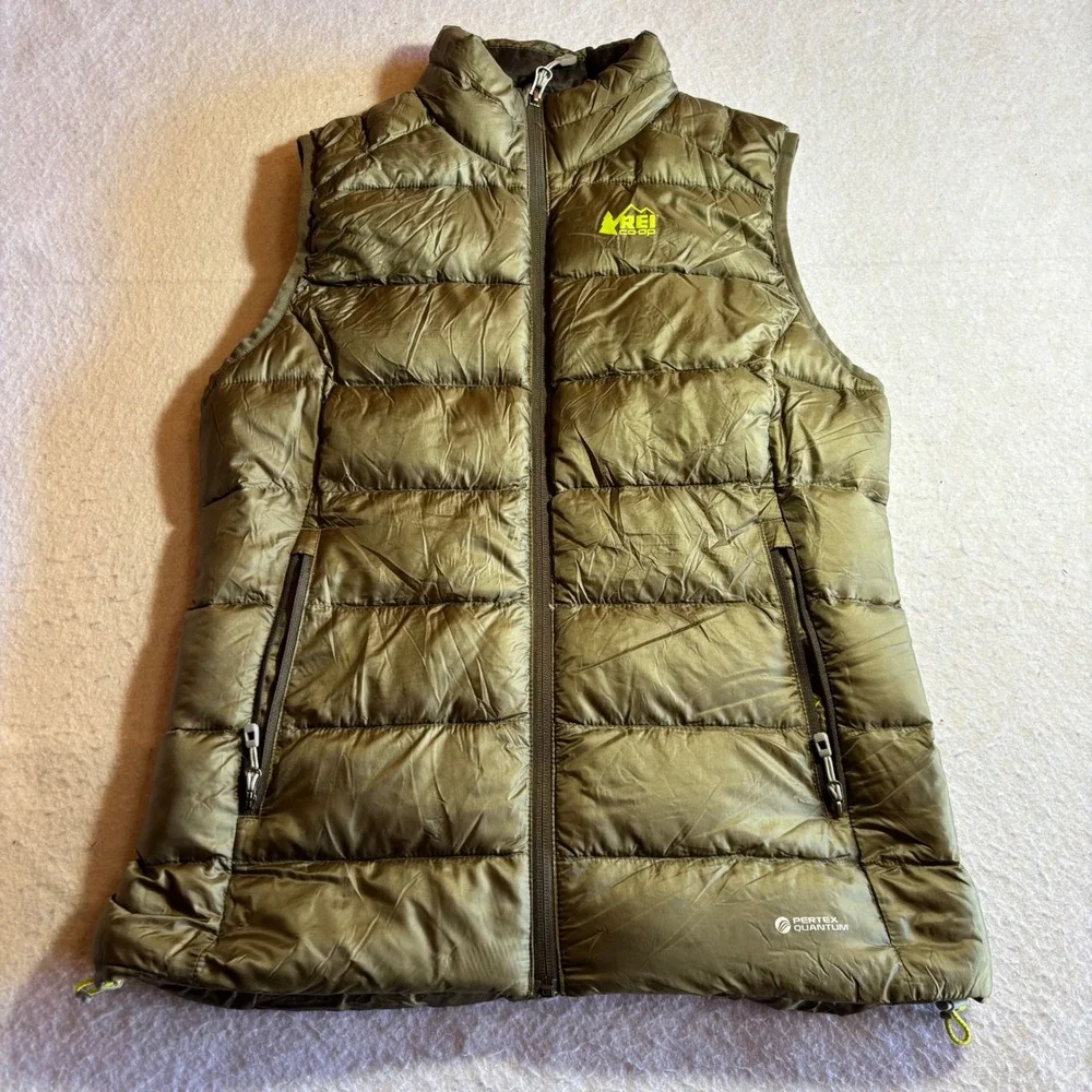 REI Co Op Down Puffer Vest Men Size S Green National Park Centennial Lightweight